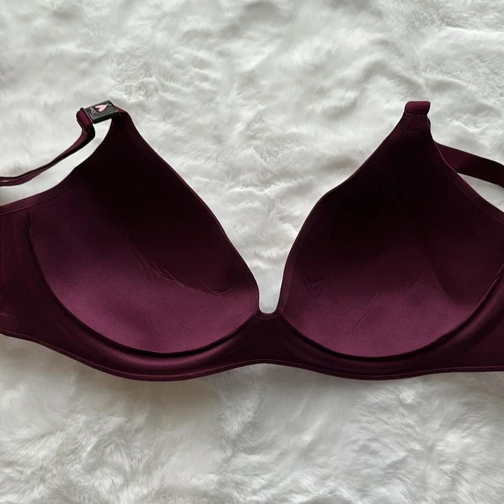 NWT Victorias Secret Lined Demi Wireless Bra Burgundy size 32DD - Picture 5 of 6